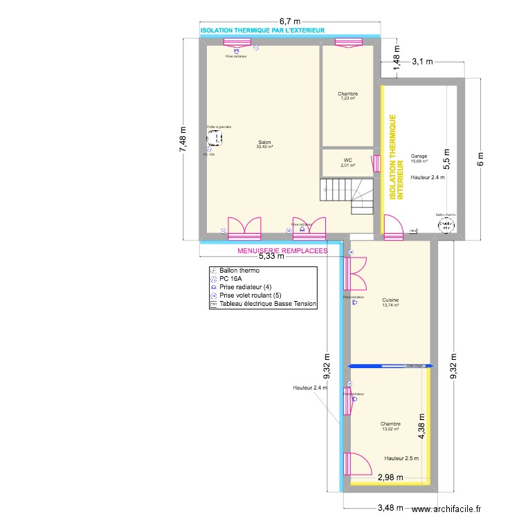 PROJET RENOVATION LEGLAND. Plan de 12 pièces et 130 m2