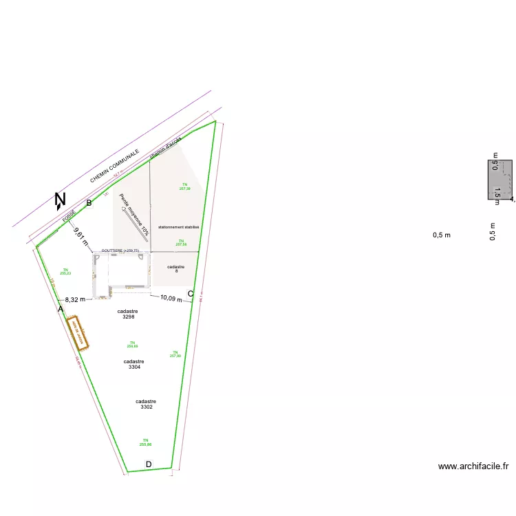 PLAN DE MASSE D&eacute;claration pr&eacute;alable. Plan de 2 pièces et 118 m²