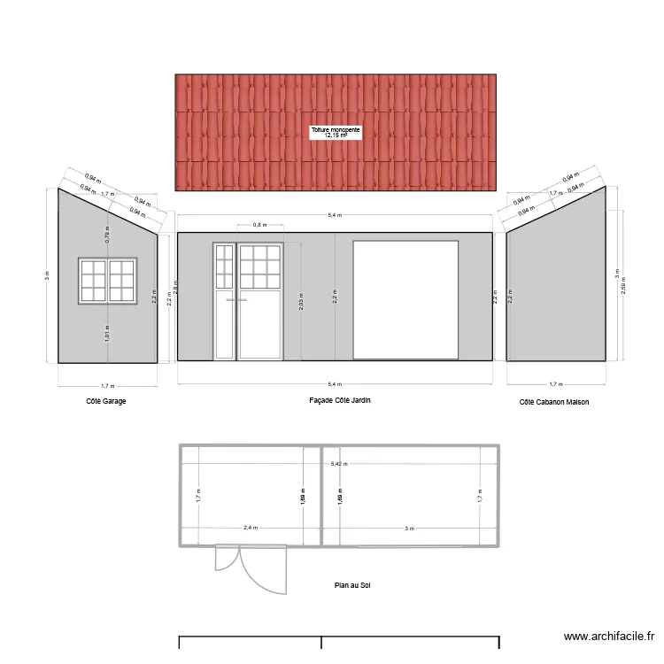 abrit jardin-bois. Plan de 1 et 9 m² abrit jardin-bois. Plan de 1 et 9 m²