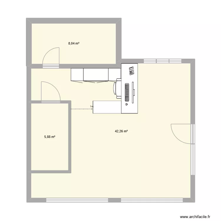 Marcinelle optique. Plan de 3  et 56 m²