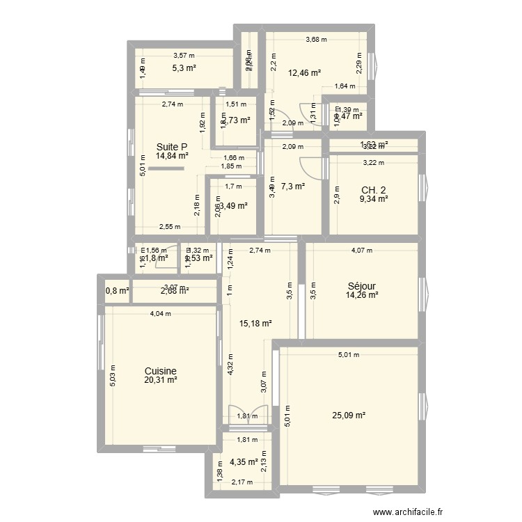 aezazeaz. Plan de 18 pièces et 145 m2