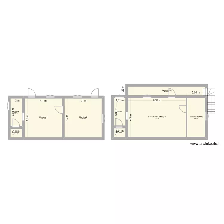 Trano Neny Belanitra. Plan de 9 Pièces et 90 m²