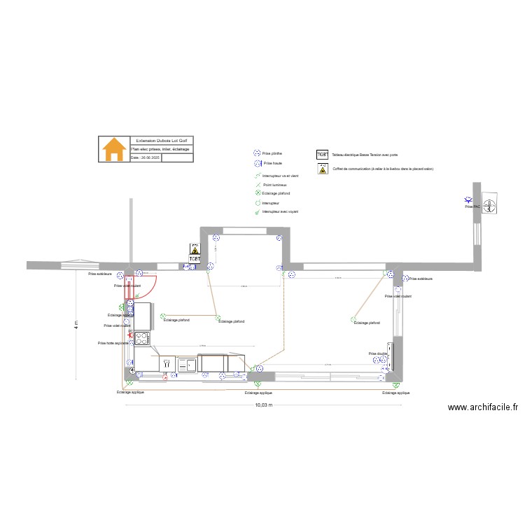Electricité et TV extension cuisine2. Plan de 0 pièce et 0 m2
