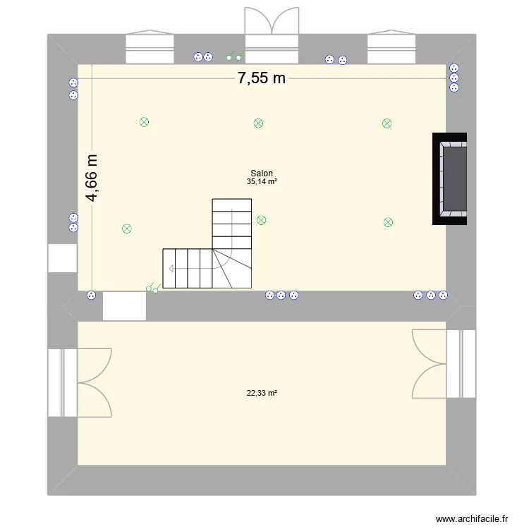 Maison. Plan de 2  et 57 m²