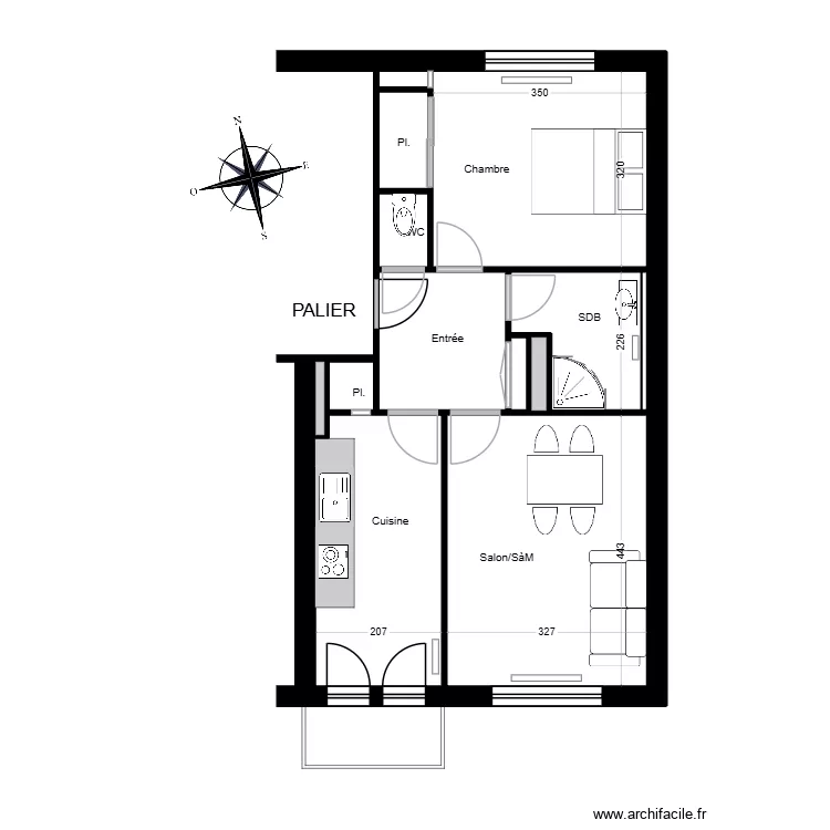 Barcelone. Plan de 12 pièces et 48 m²