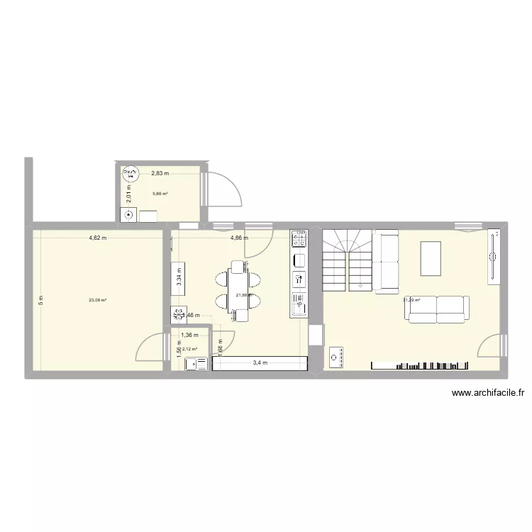 maison Romagne 6. Plan de 5  et 84 m²