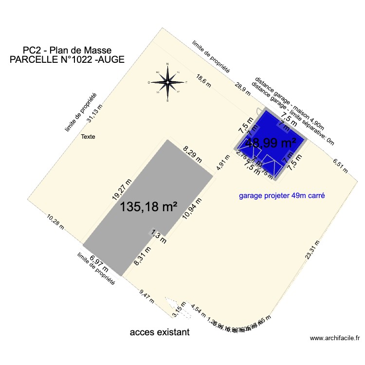 PLAN PC2 GARAGE. Plan de 0 pièce et 0 m2