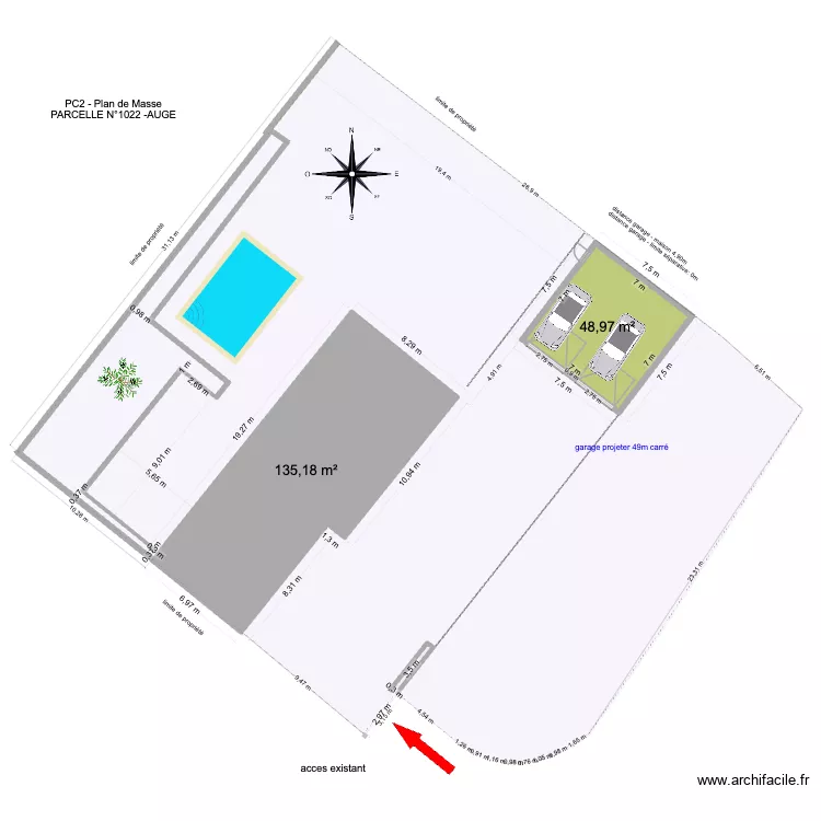 PLAN PC2 GARAGE. Plan de 2  et 184 m²