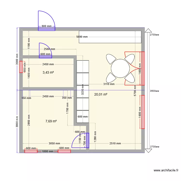 Оксана Чекмово. Plan de 3  et 31 m²