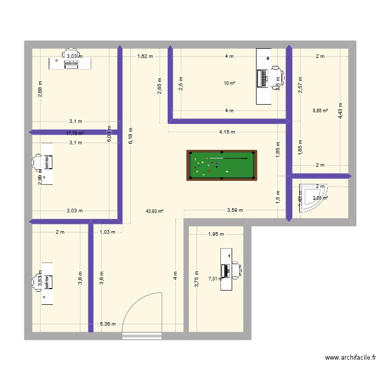Apal. Plan de 6 pièces et 91 m2
