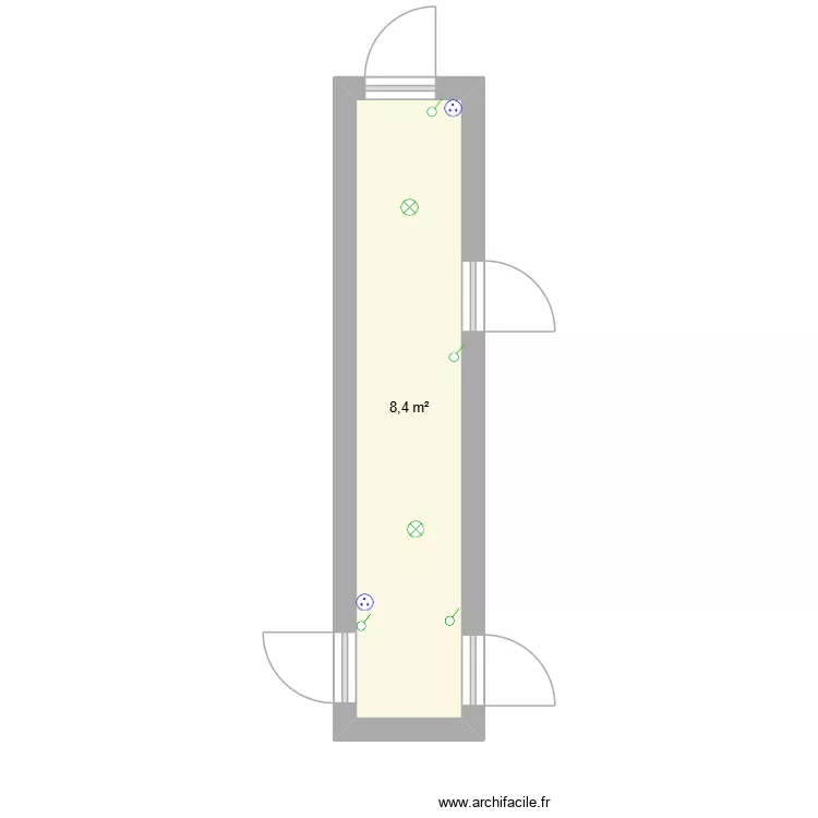 couloir. Plan de 1 et 8 m² couloir. Plan de 1 et 8 m²