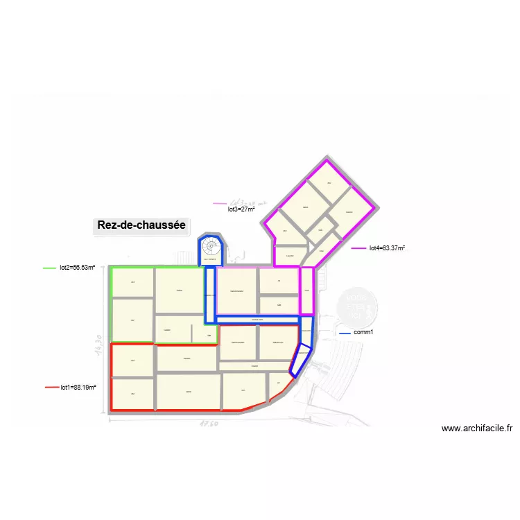 Rdc Maison M&eacute;dical. Plan de 29  et 213 m²