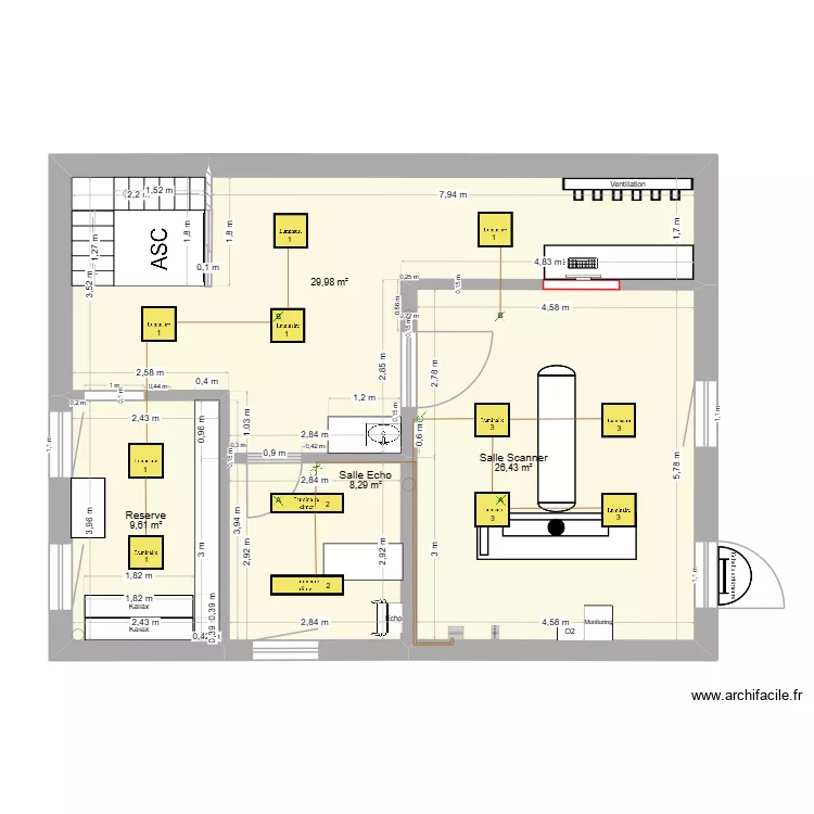 Etage Scanner Luminaire. Plan de 4 et 74 m² Etage Scanner Luminaire. Plan de 4 et 74 m²