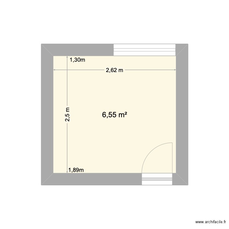 Bureau. Plan de 1 pièce et 7 m2