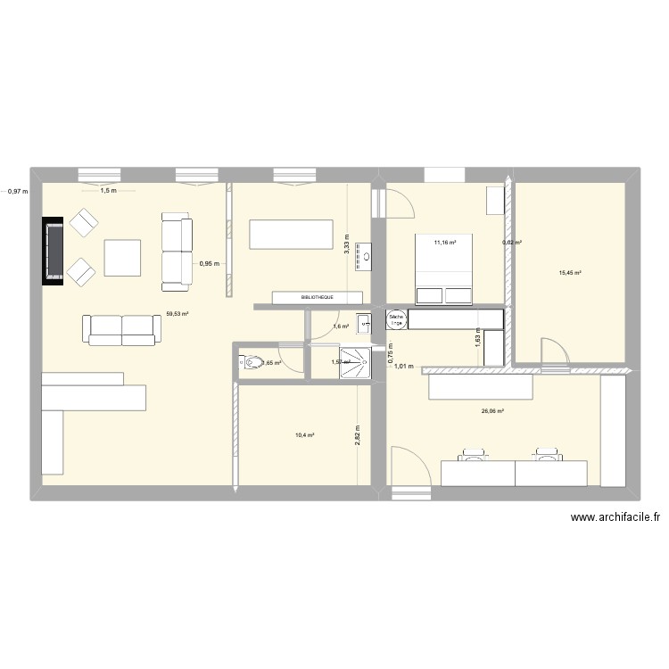 MALICORNE TRAVAUX EX 1. Plan de 9 pièces et 127 m2