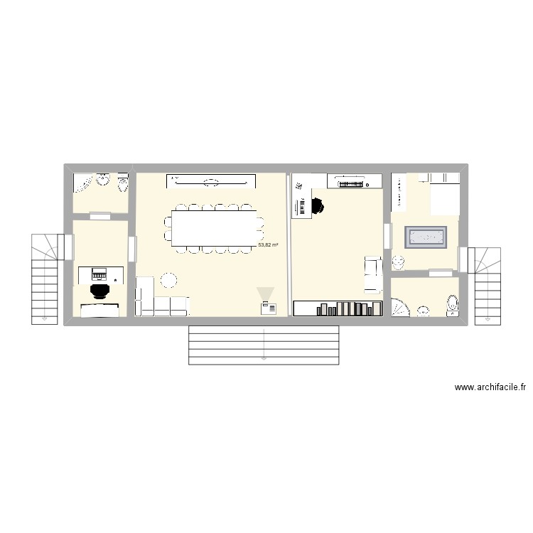 ETAGE. Plan de 1 pièce et 54 m2