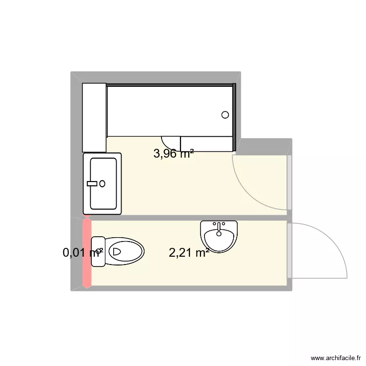 salle de bain 1. Plan de 3  et 6 m²