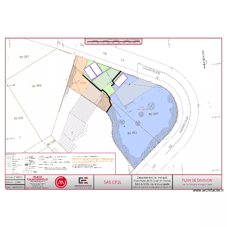 d&eacute;coupe Saint Jean. Plan de 