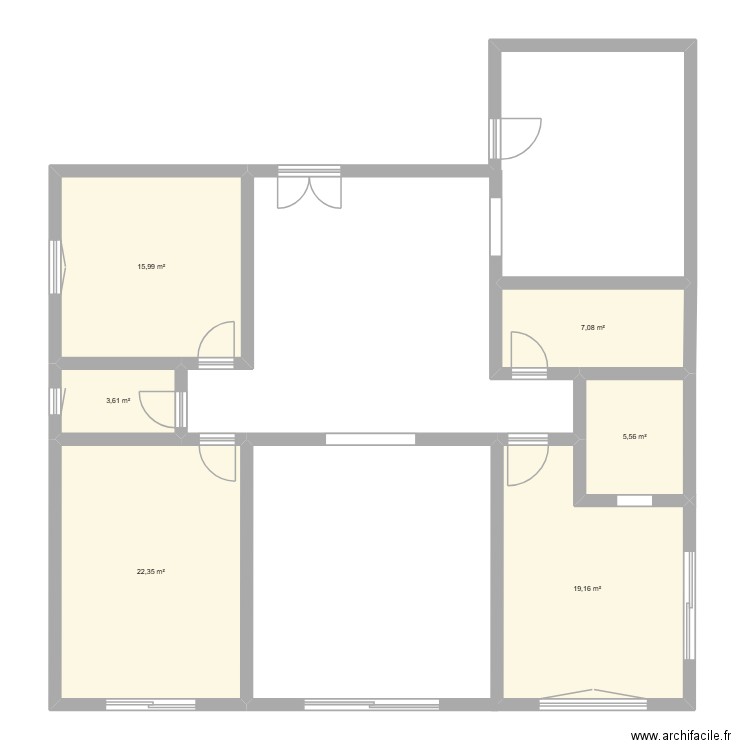 villa Ferme2. Plan de 6 pièces et 74 m2