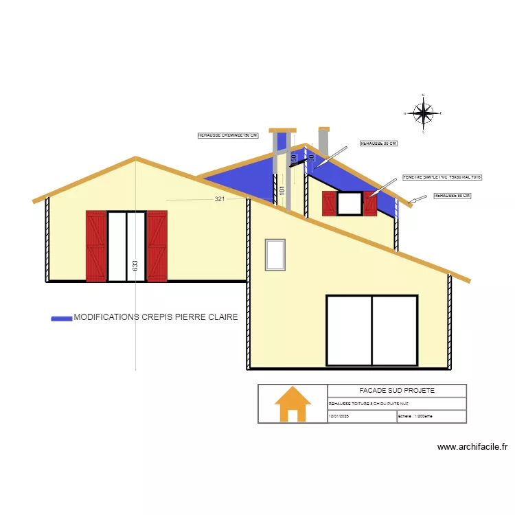 FACADE SUD APRES TVX 1. Plan de FACADE SUD APRES TVX 1. Plan de
