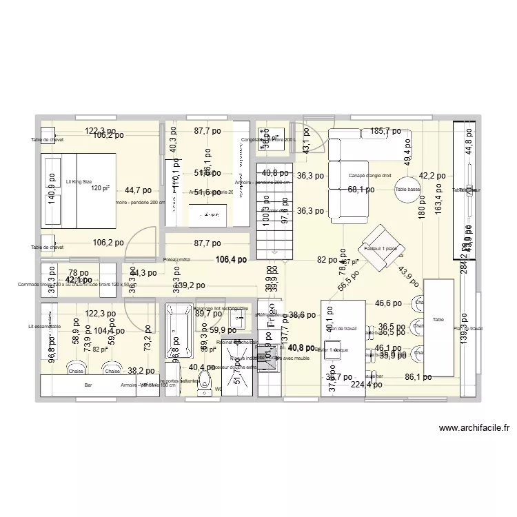 niveau 1. Plan de 7  et 79 m²