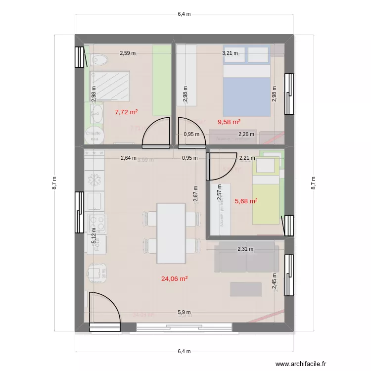 47m2 new. Plan de 
