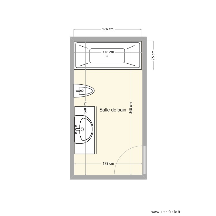 BARTHES Margueritte adaptation Salle de bain 1. Plan de 1 pièce et 6 m2