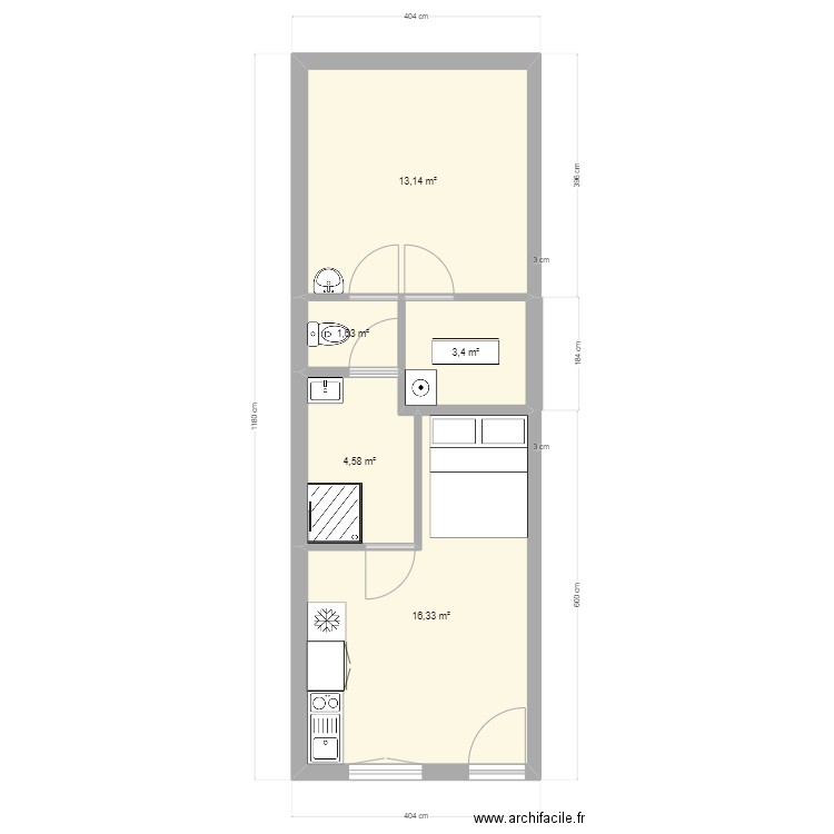 plan studio. Plan de 0 pièce et 0 m2