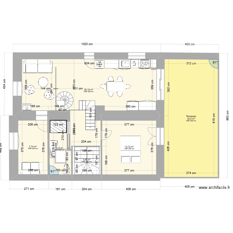 sur nouf charman bis. Plan de 6 pièces et 100 m2
