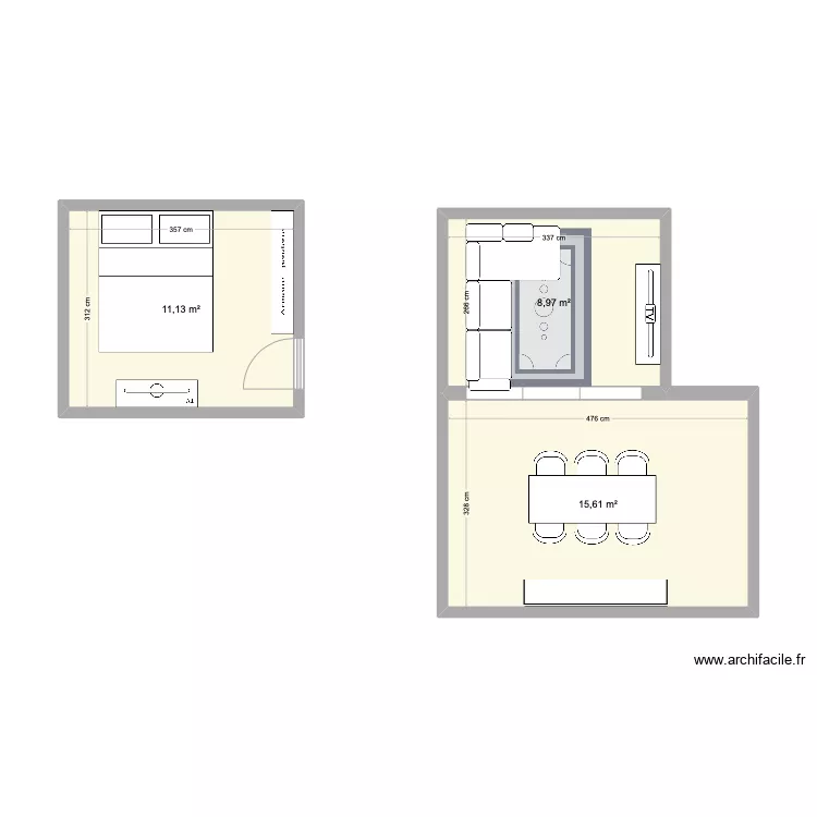 Chambre 1 et Séjour. Plan de Chambre 1 et Séjour. Plan de