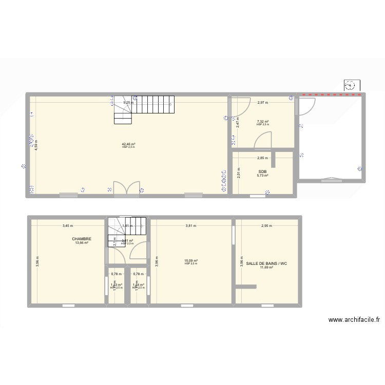 Électricité. Plan de 9 pièces et 102 m2