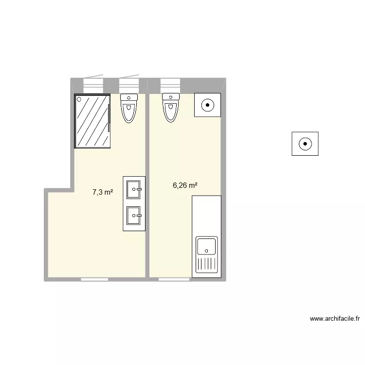 salle de bain + buanderie. Plan de 