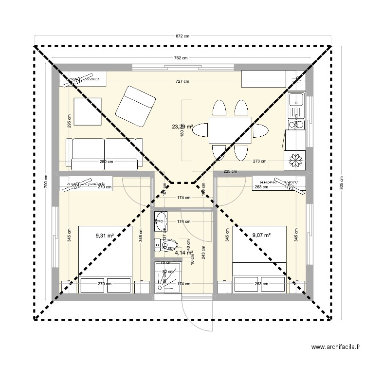 bungalow 2 chambres SMALL. Plan de 0 pièce et 0 m2