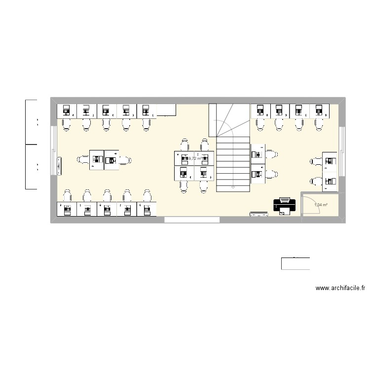 mezzanine 2. Plan de 2 pièces et 51 m2