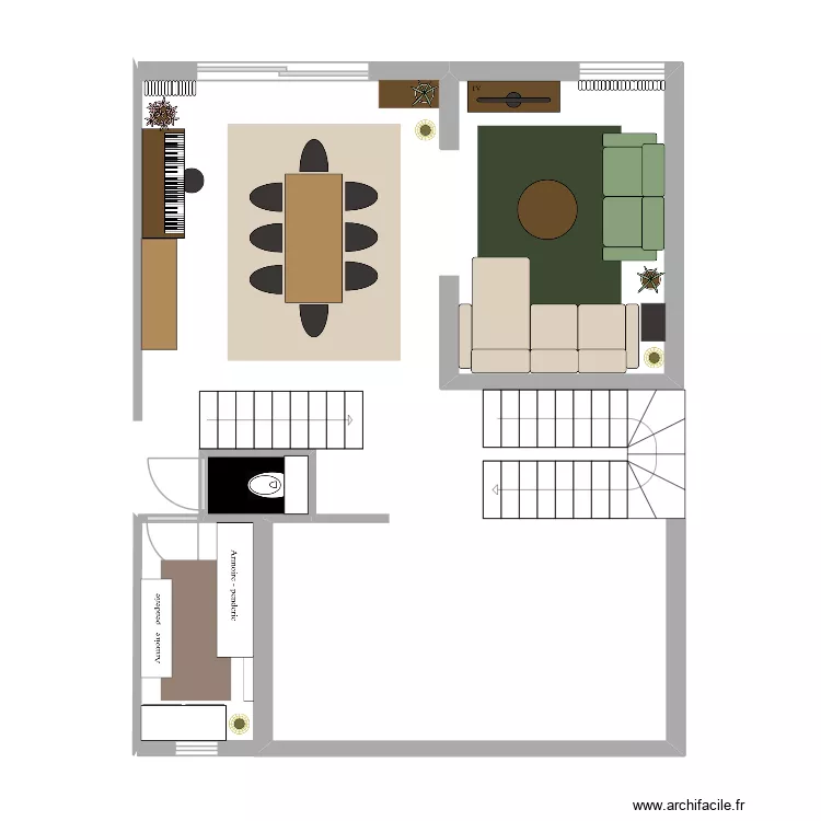 Salon. Plan de 1  et 1 m²