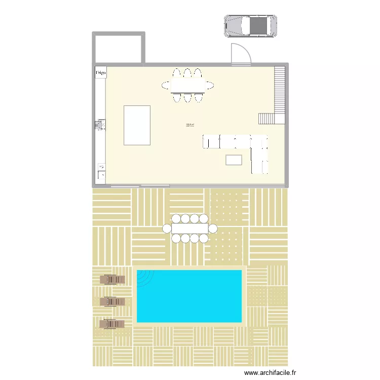rdc maison. Plan de 4  et 50 m²
