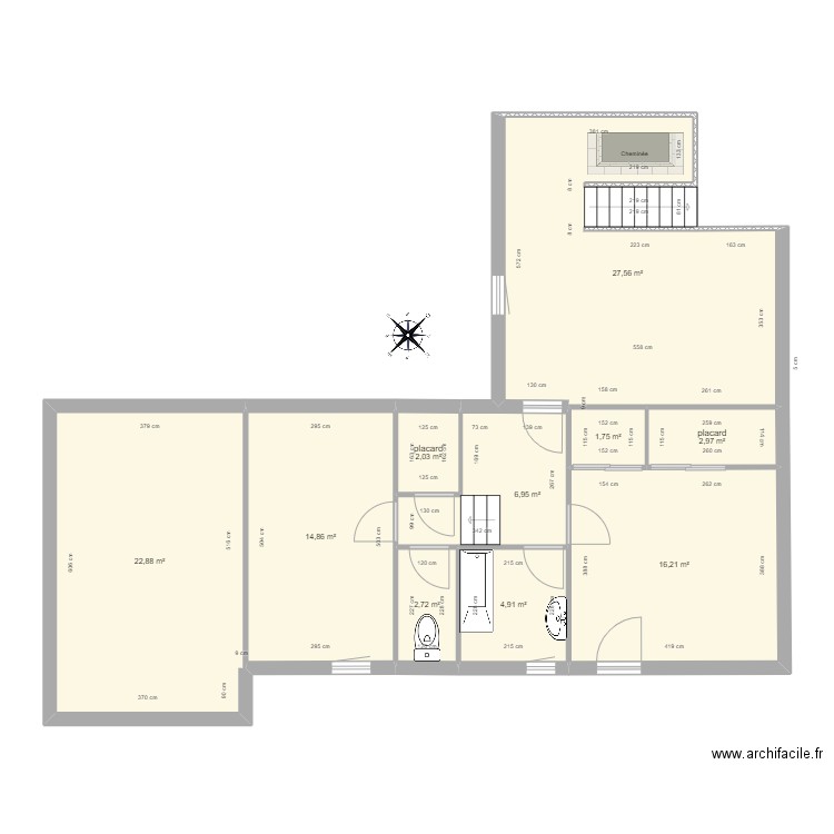 Thouarcé étage. Plan de 10 pièces et 103 m2