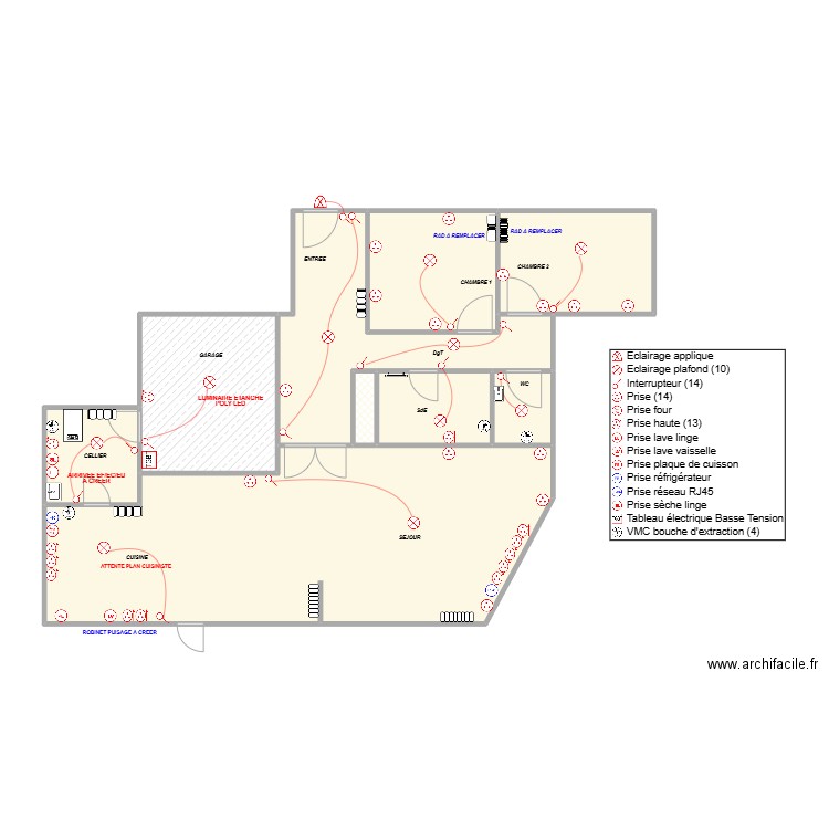 MINAULT. Plan de 9 pièces et 90 m2