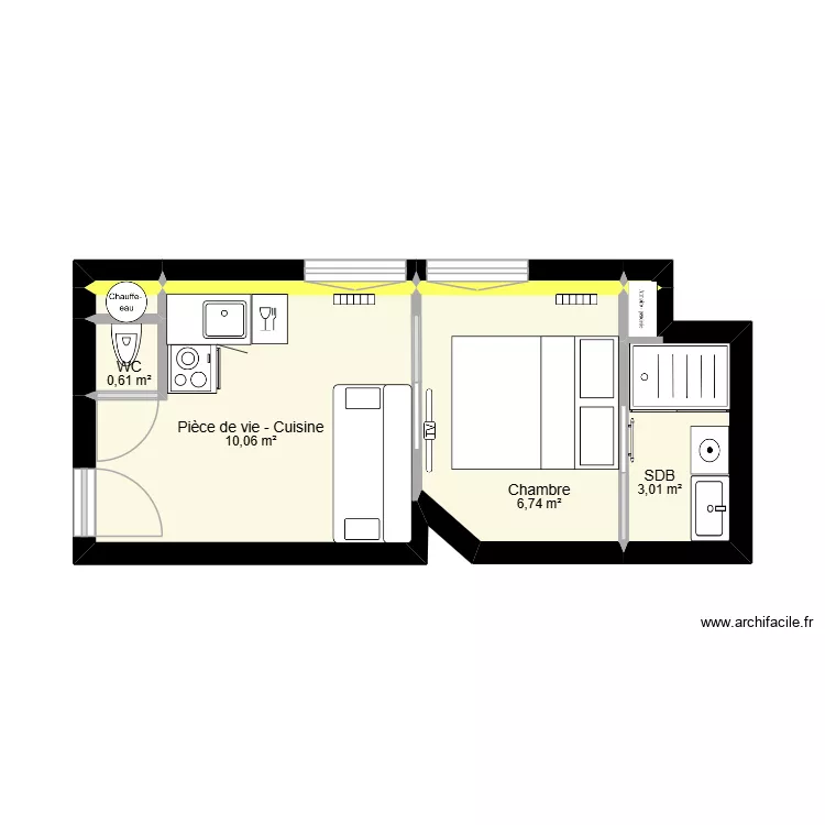 21 A CDG - Reno. Plan de 9 pièces et 21 m²