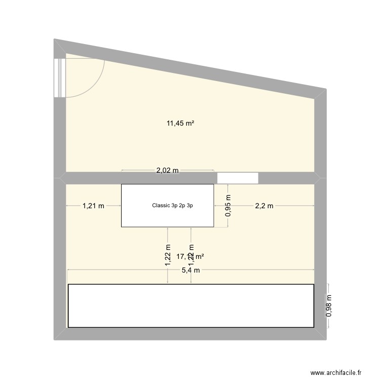 Chez Jona. Plan de 2 pièces et 29 m2