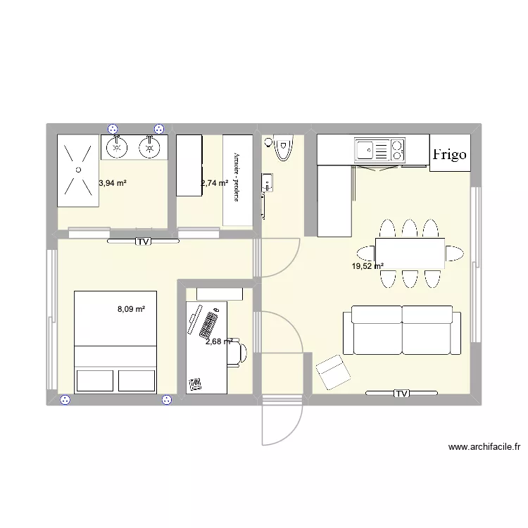 plan appart &eacute;tudiant. Plan de 5  et 37 m²