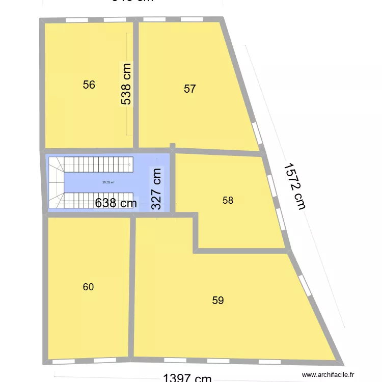 mars. Plan de 6  et 199 m²