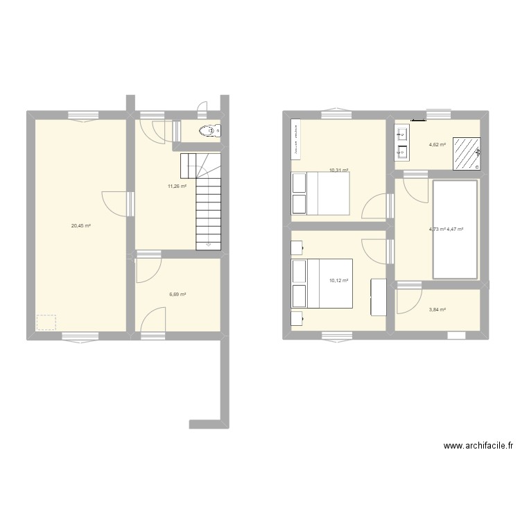 Maison. Plan de 9 pièces et 81 m2