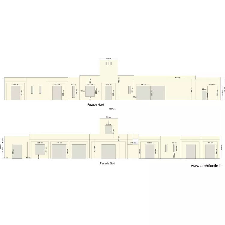 facade Sud Denjal. Plan de facade Sud Denjal. Plan de