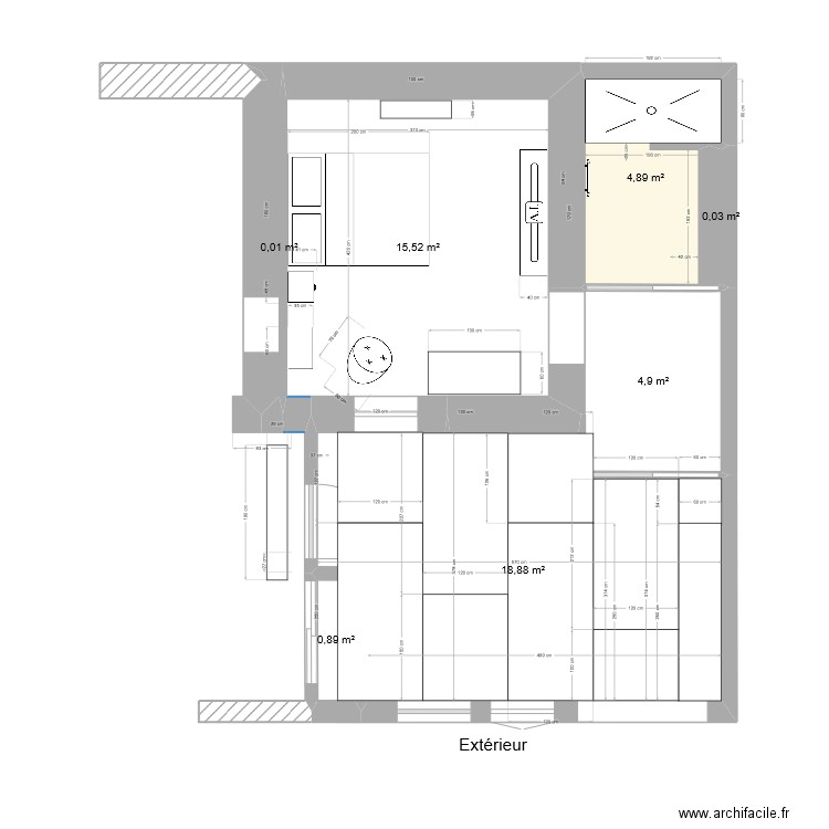 plan appart calepinage plafond 250x120. Plan de 7 pièces et 45 m2