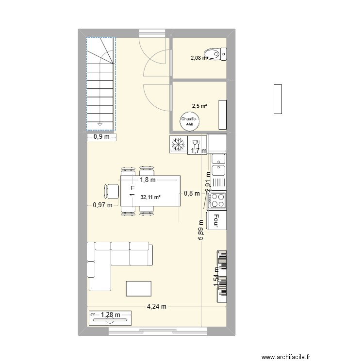 Appartement Hauteville v5 avec aménagement 2 étages_V2. Plan de 9 pièces et 103 m2