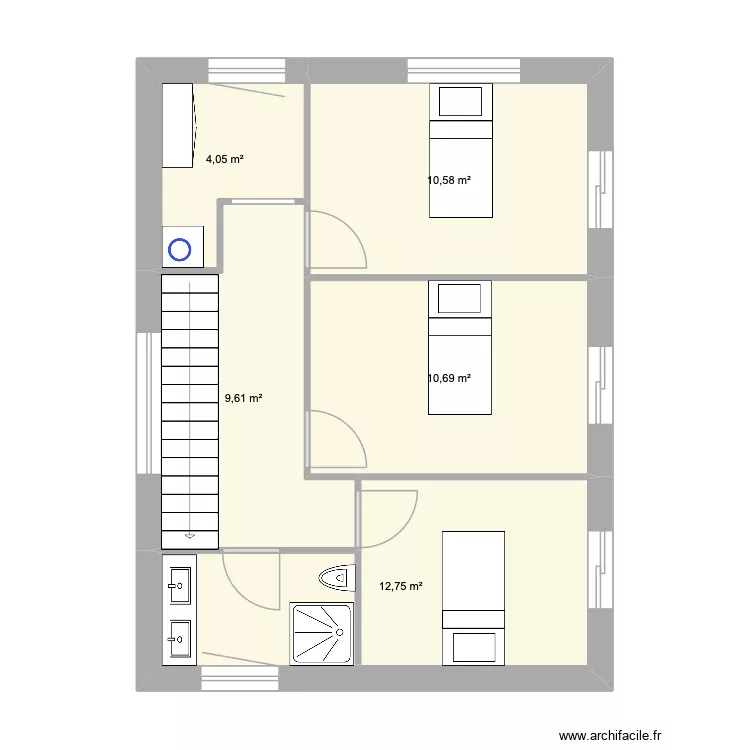 maison &eacute;tage. Plan de 5 pièces et 48 m²