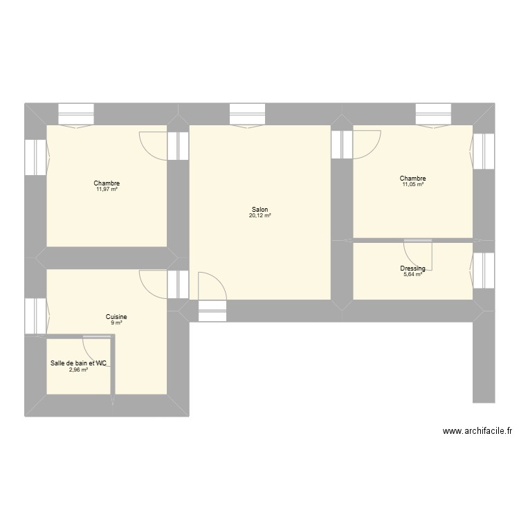Albertini M - PB - CORTE - 3ème. Plan de 6 pièces et 61 m2