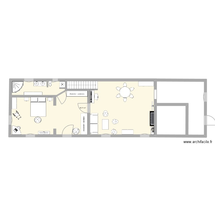 RDC Boigneville - Chbre + Sdb + Salon. Plan de 1 pièce et 81 m2