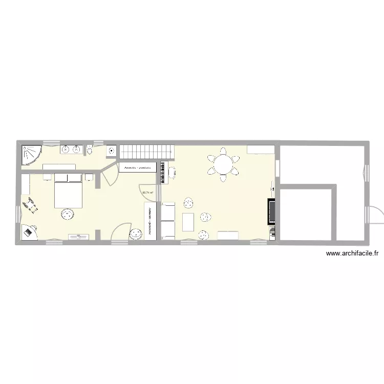 RDC Boigneville - Chbre + Sdb + Salon. Plan de 1  et 81 m²